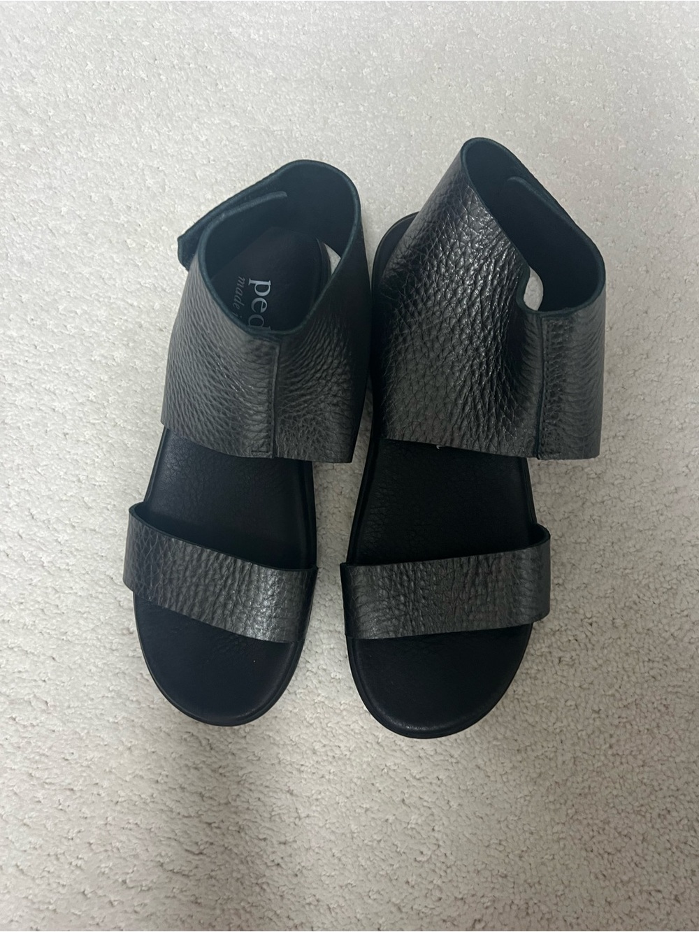 Pedro Garcia Pebbled Leather Black Sandals Size 38